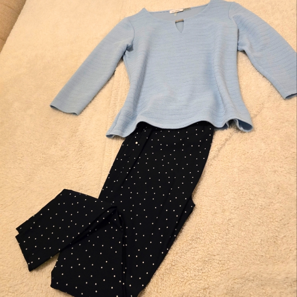 Baby blue Calvin Klein textured blouse